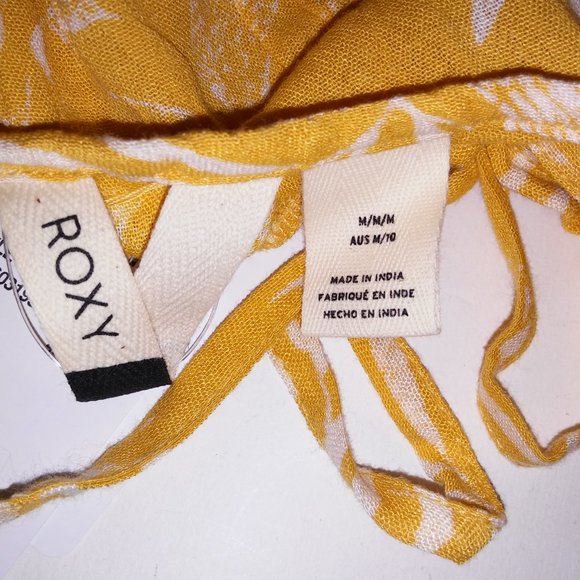 Roxy Sand Dune Dress Medium Yellow White Mini Floral Sleeveless Bust 18" Length - Picture 10 of 11